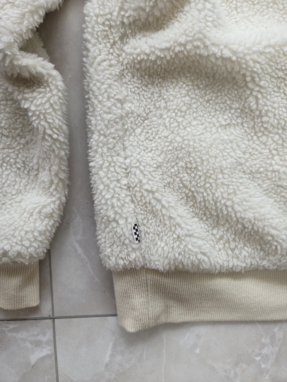 Vans Cream Sherpa Zip-Up Hoodie Sweater - Picture 5 of 5